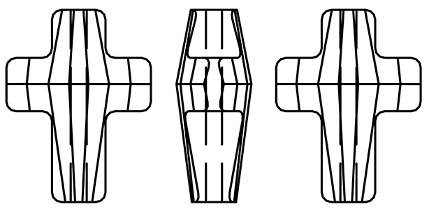 Swarovski 5378 Cross Bead Line Drawing